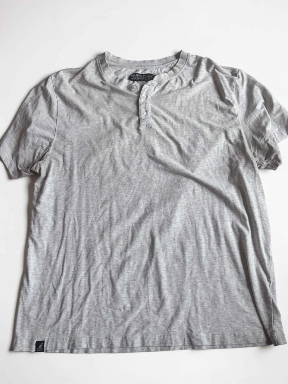 Kangol Henley T Shirt Mens XL Grey